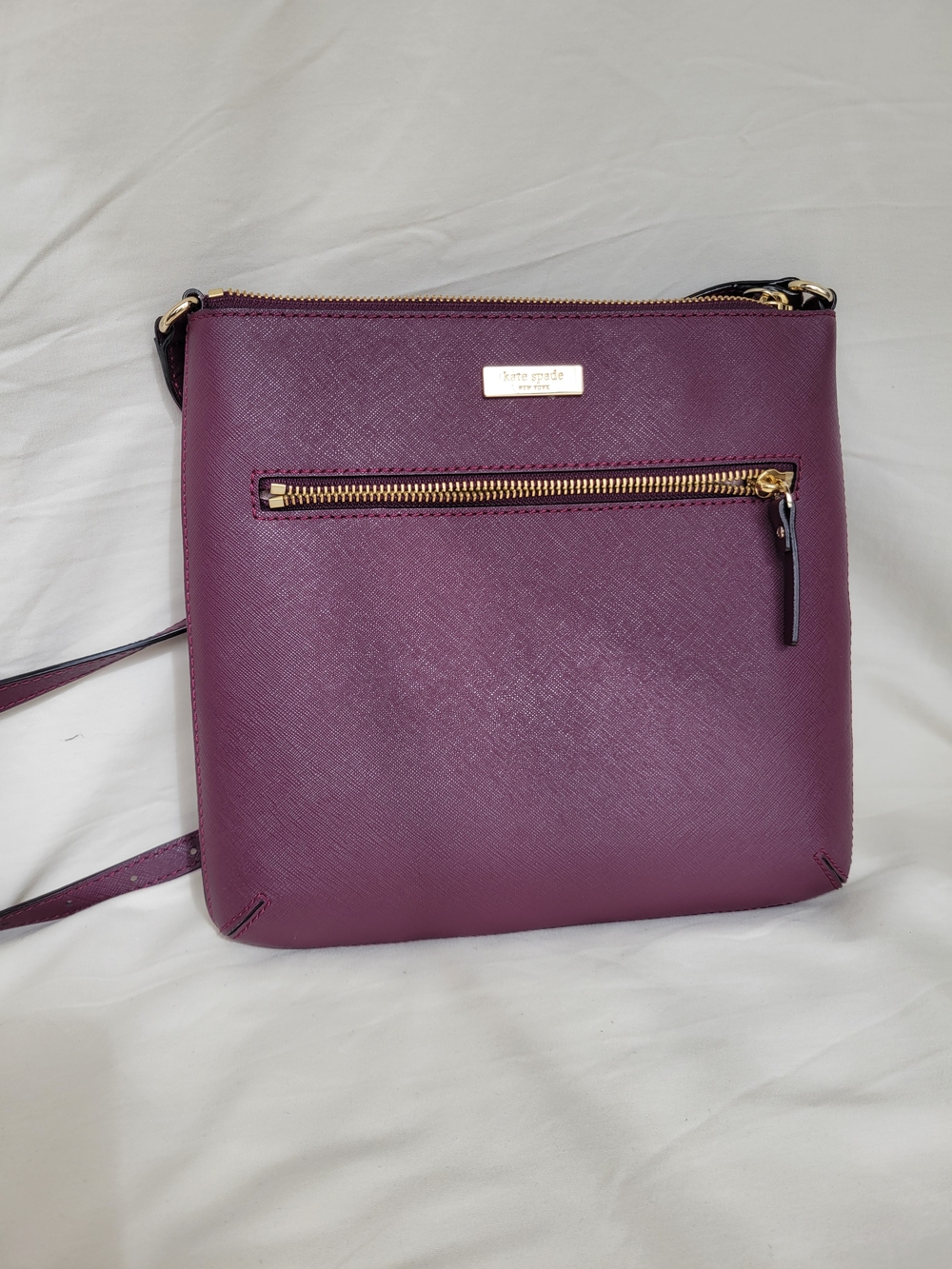 kate spade Plum Saffiano Leather Crossbody with Gold Hardware